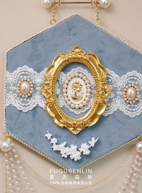 复古森林手作欧式典雅蓝色丝绒浮雕相框壁挂民宿T装饰相框家居摆