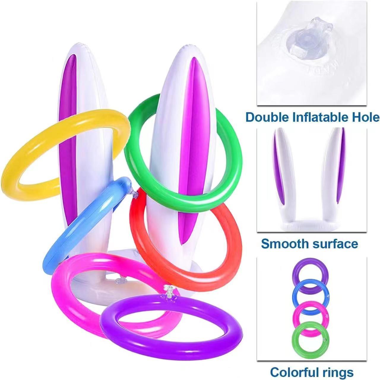 现货供应复活节充气兔子头投掷玩具兔子耳朵套圈充气兔耳朵帽子-图2