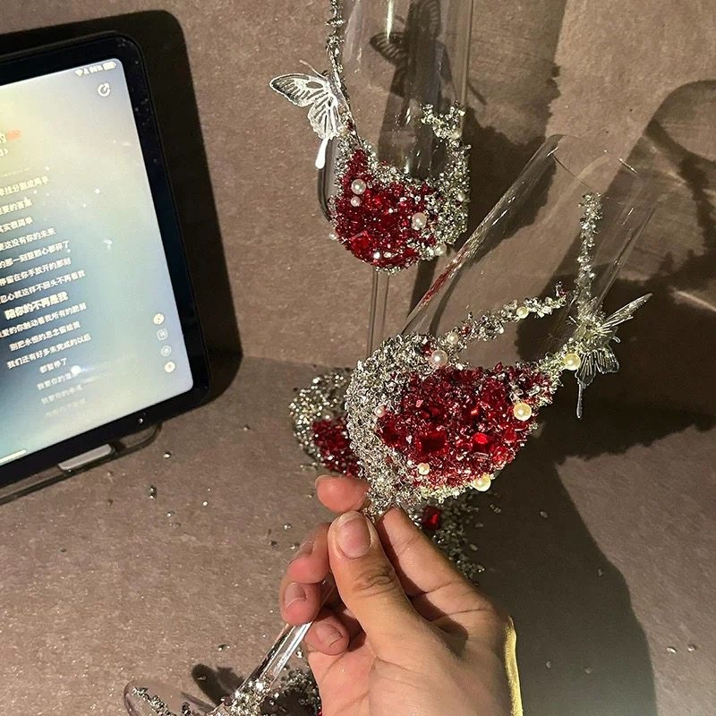 新中式手工敬酒杯结婚订婚礼物diy材料包香槟杯双喜字装饰新娘,淘宝优惠券,粉丝福利购,淘宝优惠卷