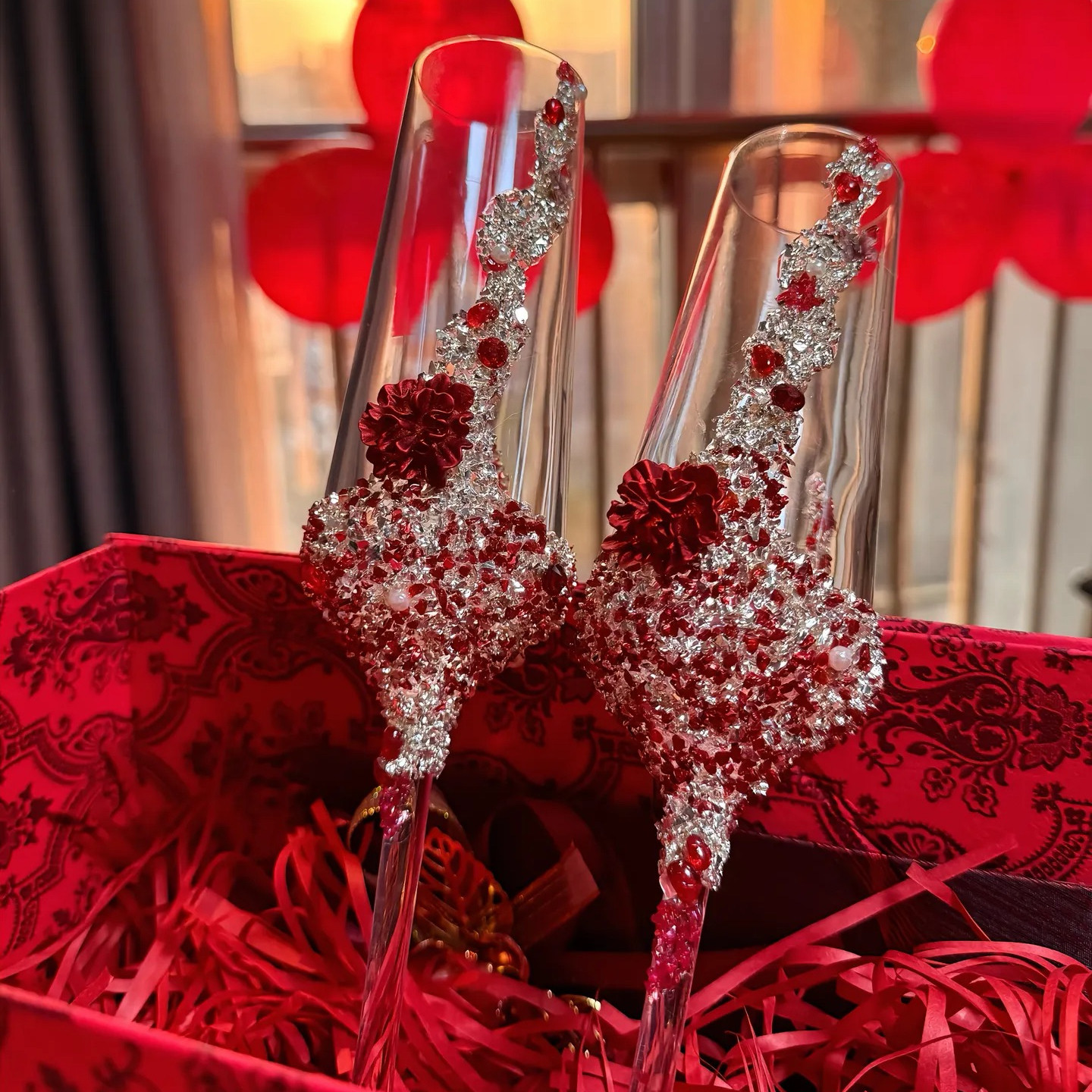 结婚敬酒杯DIY材料包水钻蝴蝶新娘高脚杯奢华婚礼用品送闺蜜礼物,淘宝优惠券,粉丝福利购,淘宝优惠卷