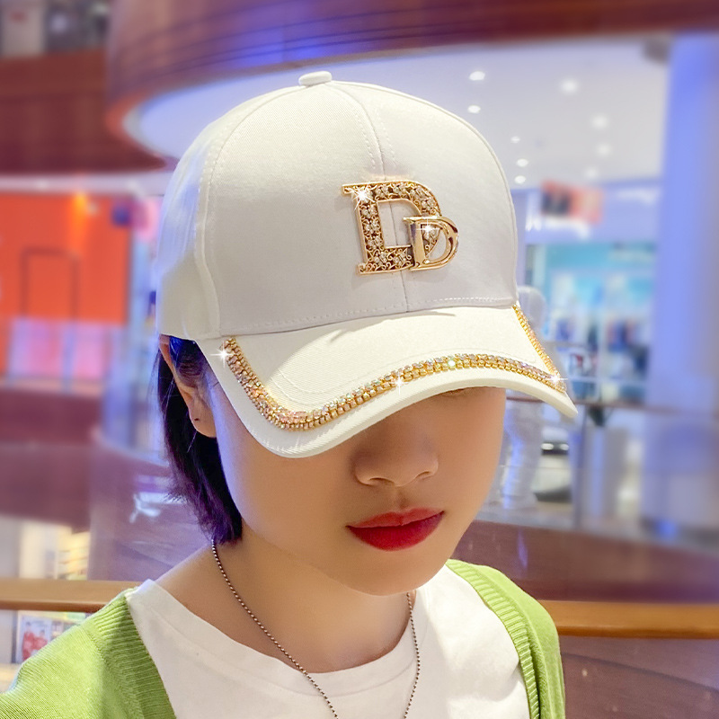 推荐Fashion Brand Diamond D Letter Baseball Cap for Women Su - 图1
