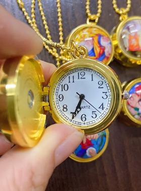 动漫火影轮眼转动图案金色怀表个性简约儿童男生动漫怀表学生怀表