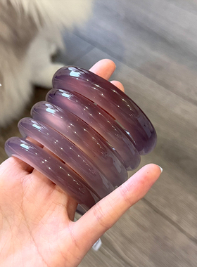 清玉缘正品天然玛瑙手镯女款紫罗兰冰种玉镯子帝王紫色高冰透玉髓