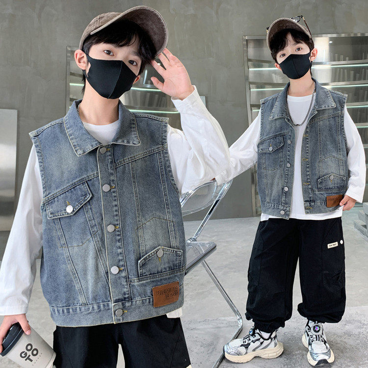 水洗翻领常规款牛仔布扣子马甲,淘宝优惠券,粉丝福利购,淘宝优惠卷