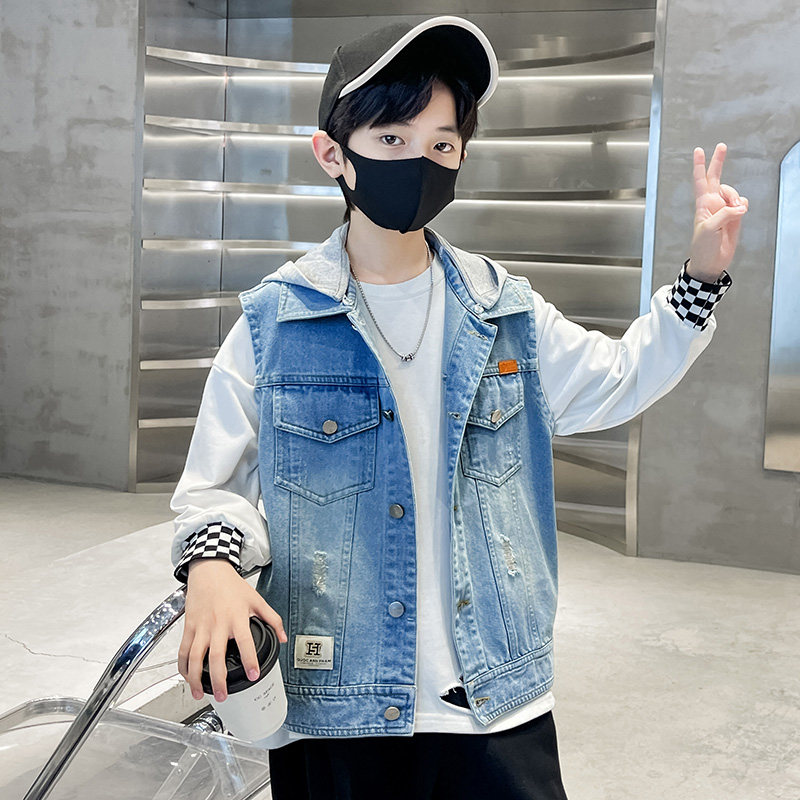 水洗翻领常规款牛仔布扣子马甲,淘宝优惠券,粉丝福利购,淘宝优惠卷