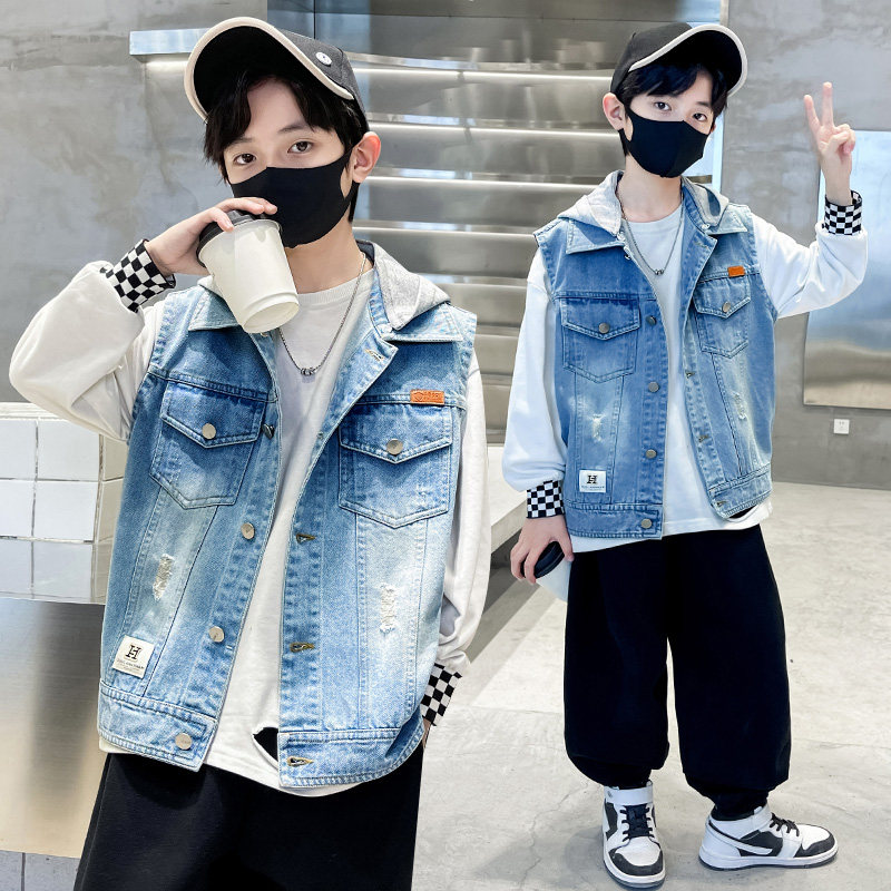 水洗翻领常规款牛仔布扣子马甲,淘宝优惠券,粉丝福利购,淘宝优惠卷