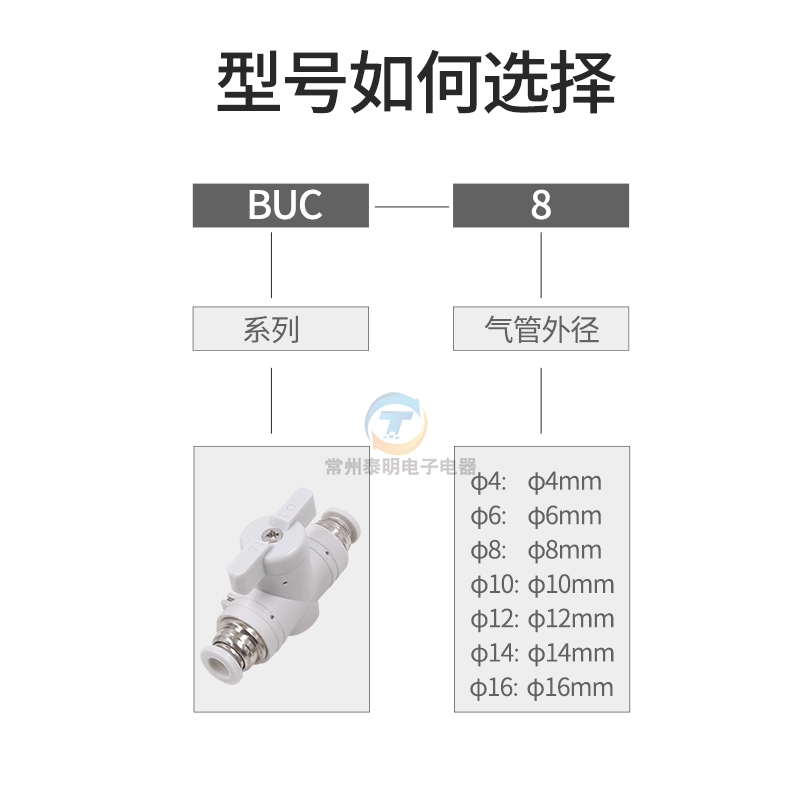 气动手阀手动阀BUC-4/6 8/10快速插气管接头球阀门开关管道阀12mm - 图2