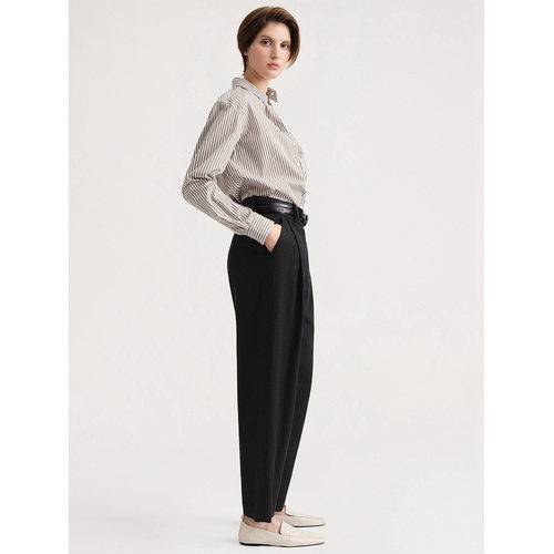 【现货】NOTHING WRITTEN条纹衬衫女棉质府绸挺括A字小众长袖衬衣 - 图1