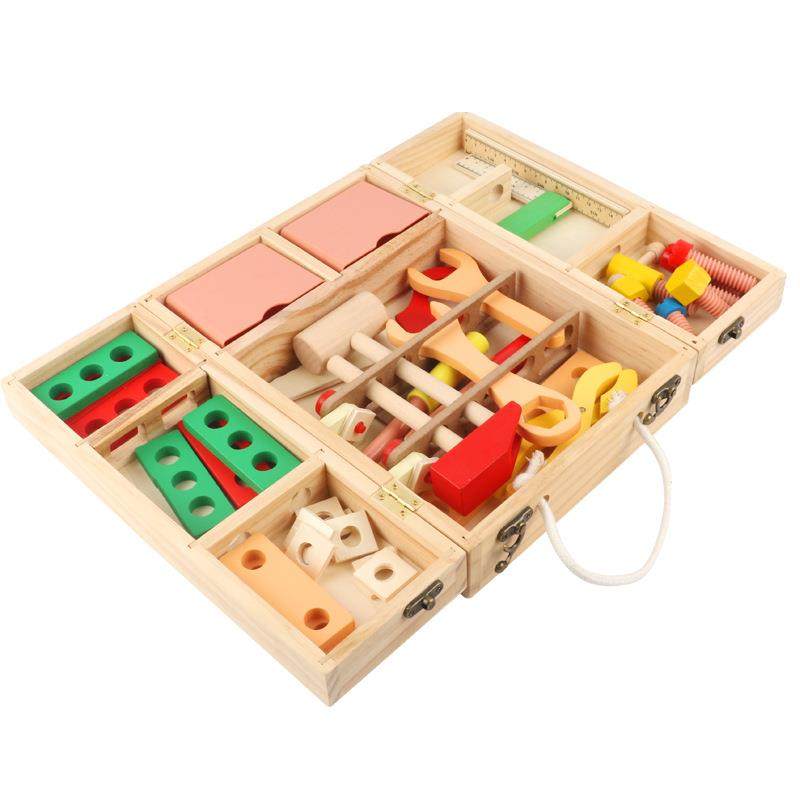 跨境木制儿童修理工具箱婴幼童仿真拧螺丝钉螺母拼装早教益智教具,淘宝优惠券,粉丝福利购,淘宝优惠卷