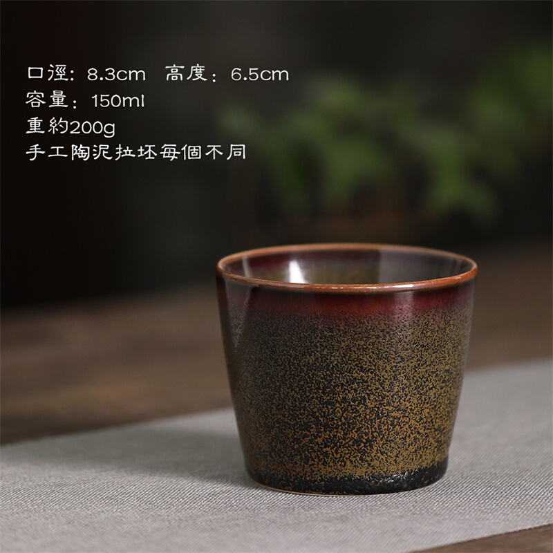 仿雍正鳝鱼黄茶叶末茶杯景德镇纯手工陶瓷茶具复古主人杯大号单杯-图2