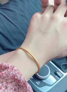 古法传承黄金手镯纯金p包银18K实心仿真素圈镯子婚庆三金手环首饰