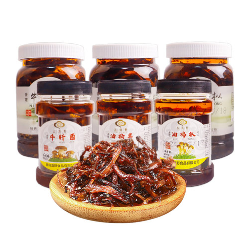 云南特产即食油鸡枞菌松茸牛肝菌子山珍香蕈香菇酱下饭菜小吃拌面 - 图3