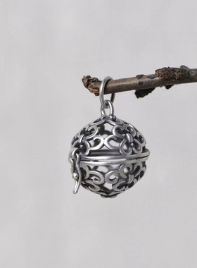 祥云镂空925纯银可打开香囊吊坠