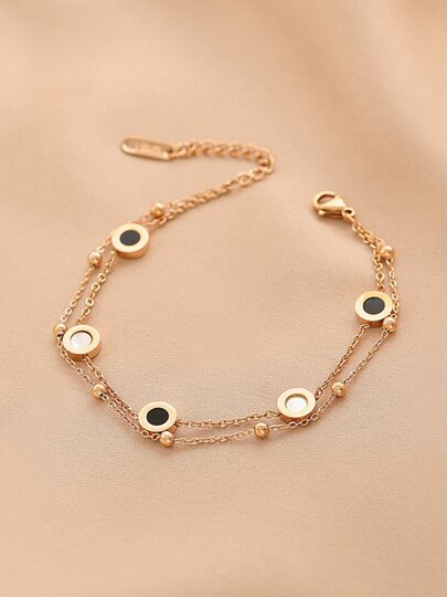 Clara kayne french designer black and white double layer rose gold bracelet shell collar pin bracelet bracelet bracelet