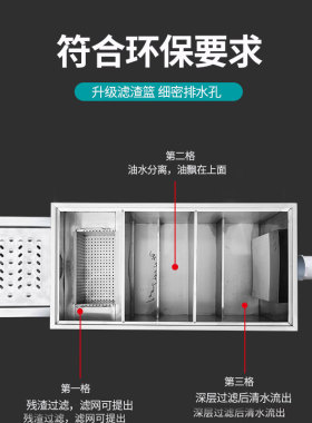 厨房餐饮三级过滤不锈钢隔油池地埋式油水分离器油污水沉淀地沟款