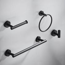 Cross Border Exploits 304 Stainless Steel Paper Towel Rack Toilet Single Rod Towel Ring Hardware Bathroom Pendant Suit Black