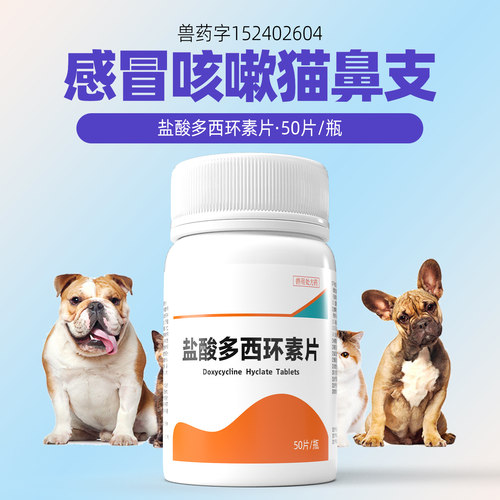 阳光鸟猫咪狗狗咳嗽干呕感冒猫鼻支窝咳感染流鼻涕盐酸多西环素片 - 图0