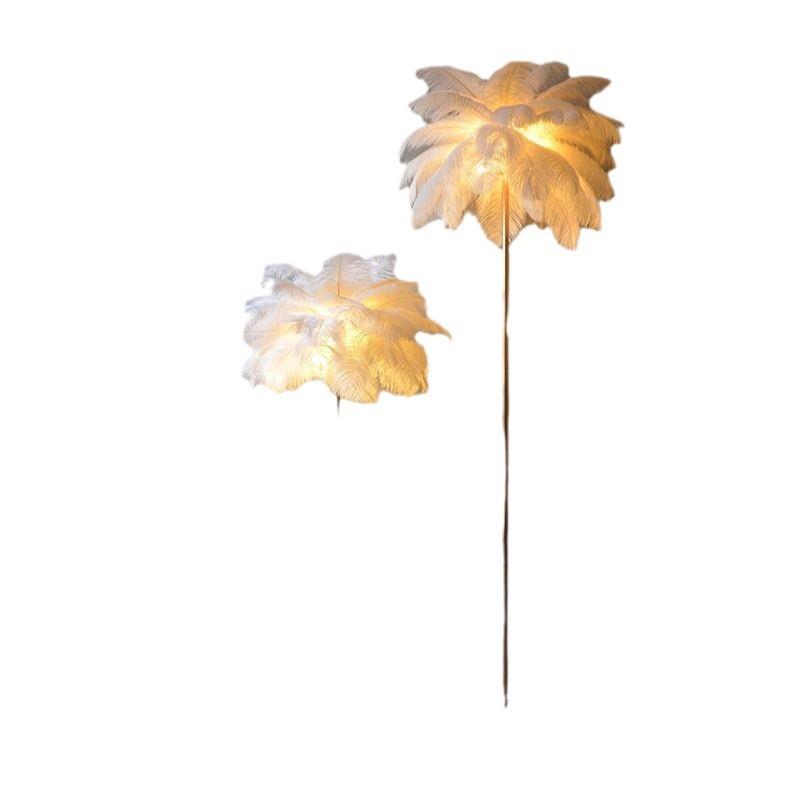 网红羽毛落地灯婚庆路引灯鸵鸟毛北欧客厅茶几置物架立式灯 - 图3