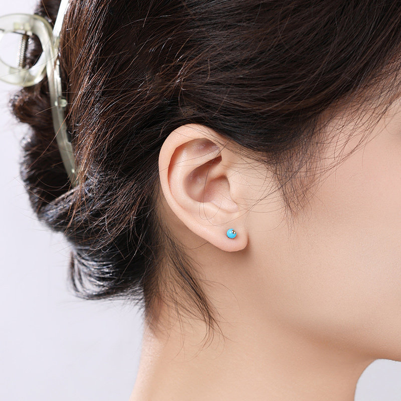 可卿珠宝 梧悠 绿松石耳钉女18k金精致款养耳洞耳饰彩宝正品礼物,淘宝优惠券,粉丝福利购,淘宝优惠卷