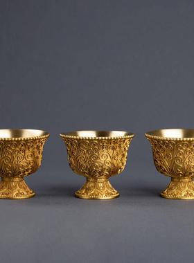 黄铜手工掐丝供水杯供佛水杯观音佛杯家用佛前水杯净水敬神碗高脚