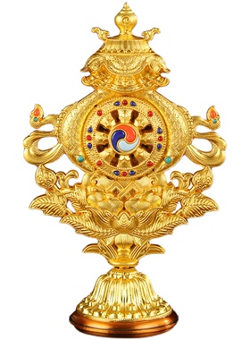 藏传八吉祥摆件吉祥八宝组合集合合金金轮法轮佛前供佛台用品
