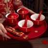 Tea toast cups and wedding bowls collection festive red toast toast covers and bowls tea sets pairs of chopsticks