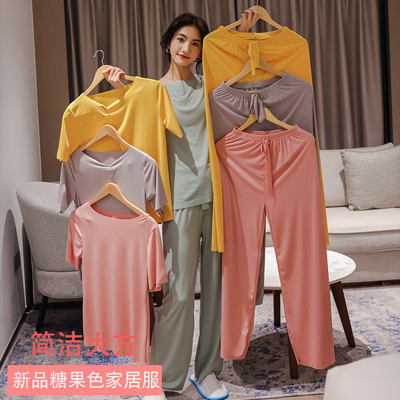 VIKRYRA'S SOUL2024女家居服睡衣圆领休闲宽松薄款拼接两件套外穿_VIKRYRA'S SOUL品牌3店_女士内衣/男士内衣/家居服-第5张图片-提都小院