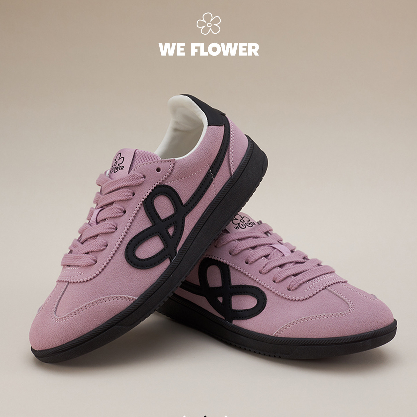 We flower德训鞋幻霞粉复古皮面男女同款户外百搭耐磨运动休闲鞋,淘宝优惠券,粉丝福利购,淘宝优惠卷