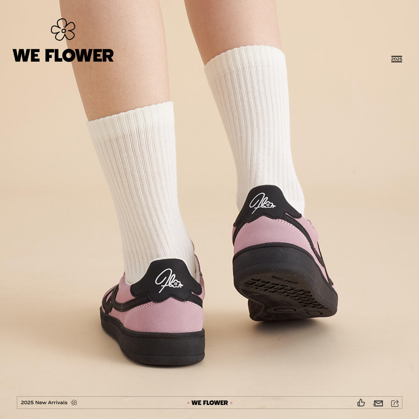 We flower德训鞋幻霞粉复古皮面男女同款户外百搭耐磨运动休闲鞋,淘宝优惠券,粉丝福利购,淘宝优惠卷