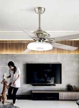 地中海北欧餐厅家用吊扇灯简约美式现代客厅卧室静音风扇木叶吊灯