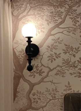 美式复古高级感法式卧室床头新中式客厅走廊拉线开关壁灯