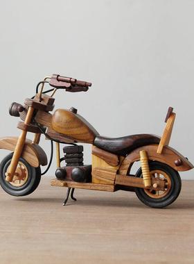 创意实木飞机汽车机车模型家居装饰品摆件覆古美式酒柜工艺礼品摆