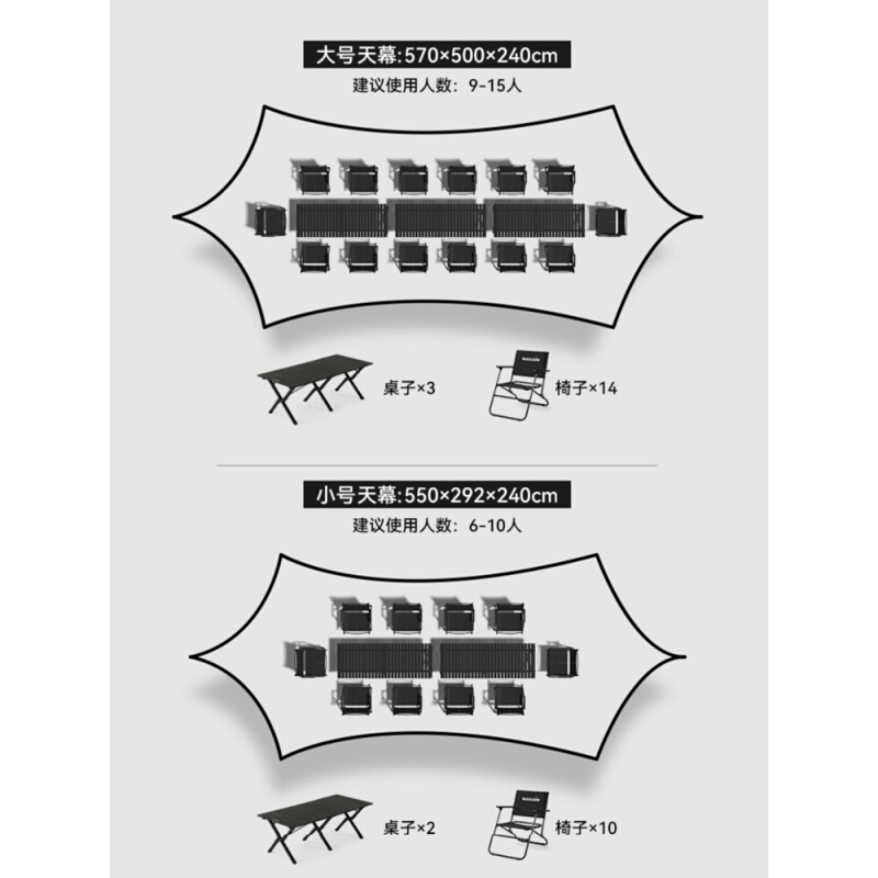 黑狗户外天幕黑胶露营帐篷涂银遮阳野营春游野餐防雨防晒折叠凉棚-图0