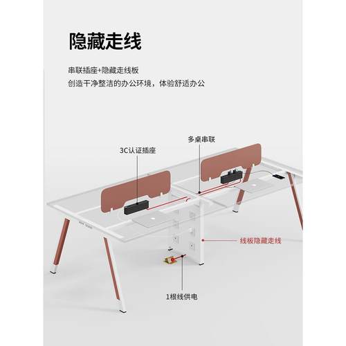 员工桌椅组合家具简单现代4/6多人电脑分区工作站屏幕员工桌 - 图2