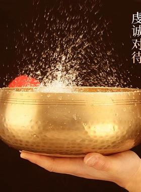 黄铜钵摆件铜钵手工加厚颂钵佛音钵碗舂钵钵音碗钵盆音钵冥想钵