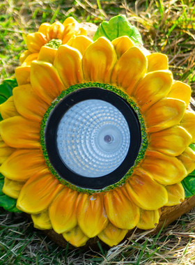 花园摆件批发仿真向日葵太阳能植物摆件太阳能灯树脂小摆件工艺品