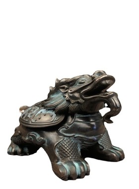 黄铜饰蓝龙龟香炉香薰炉黄铜香炉摆件办公室摆彩家居工艺品送锦盒