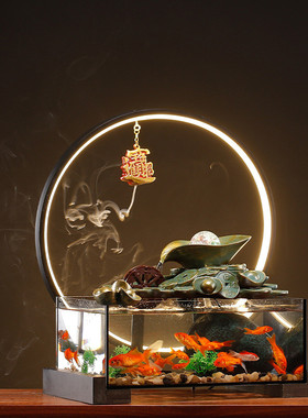 财源滚滚中式流水喷泉招财鱼缸摆件客厅装饰办公桌循环水开业礼品