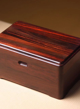 收纳盒酸枝长方形首饰盒实木储物箱复古中式双层珠宝饰品大红红木