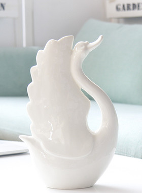 北欧白色陶瓷花瓶摆件现代简约欧式插花干花花器客厅家居饰品软装