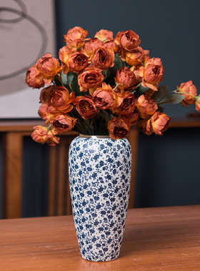 35cm高花瓶景德镇陶瓷客厅软装花器青花瓷中式花瓶可水培竹子