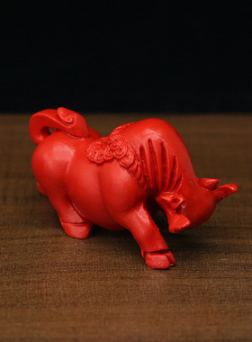 小号朱砂桌面小摆件生肖牛属相牛气冲天电脑桌装饰办公室牛本命年