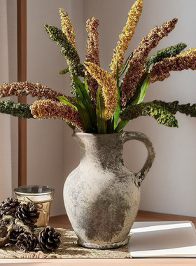 侘寂风花瓶陶瓷高级感陶罐软装客厅复古花瓶中式玄关电视柜装饰品