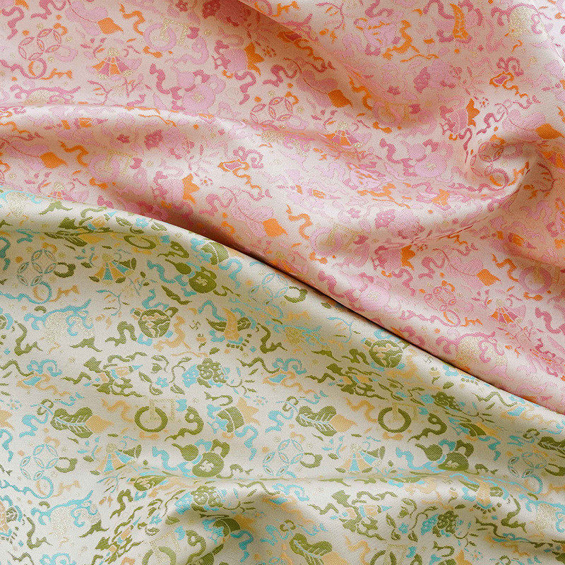 新款仿人丝古风锦缎马甲提花布中式旗袍色织童装拼色抽象风面料,淘宝优惠券,粉丝福利购,淘宝优惠卷