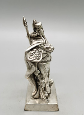 仿古白忠义护车神关公车内摆件工艺品合金铜色关公家居古玩摆设