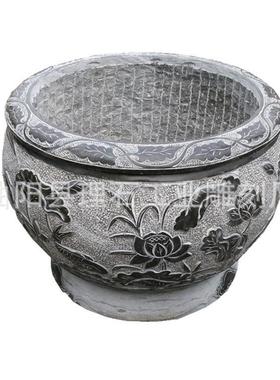 青石雕刻仿古石雕庭院装饰摆件工艺品圆形石雕鱼缸鱼缸