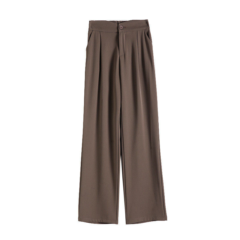 咖色直筒裤女春夏秋高级小个子休闲阔腿裤垂感宽松窄版拖地裤,淘宝优惠券,粉丝福利购,淘宝优惠卷
