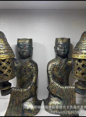 仿古长信摆件汉青铜器宫灯铜中式落地灯人形宫灯汉婚道具古玩收藏