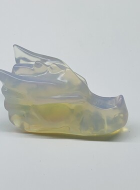 水晶摆件直供天然黑曜石蛋白石水晶龙头雕刻厂家批发