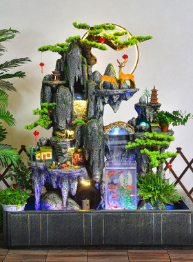 大型落地假山流水喷泉花园酒店装饰庭院室内外鱼池鱼缸造景